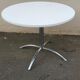 Round table in white melamine and chrome metal, 1970s-1980s