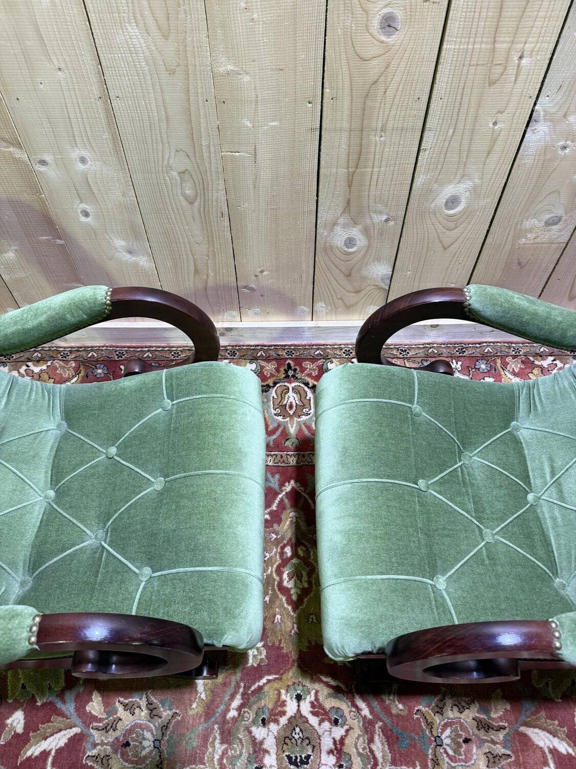 Pair of English Chesterfield armchairs