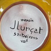 Terracotta plate, Jean Lurçat decorated with a rooster and foliage.