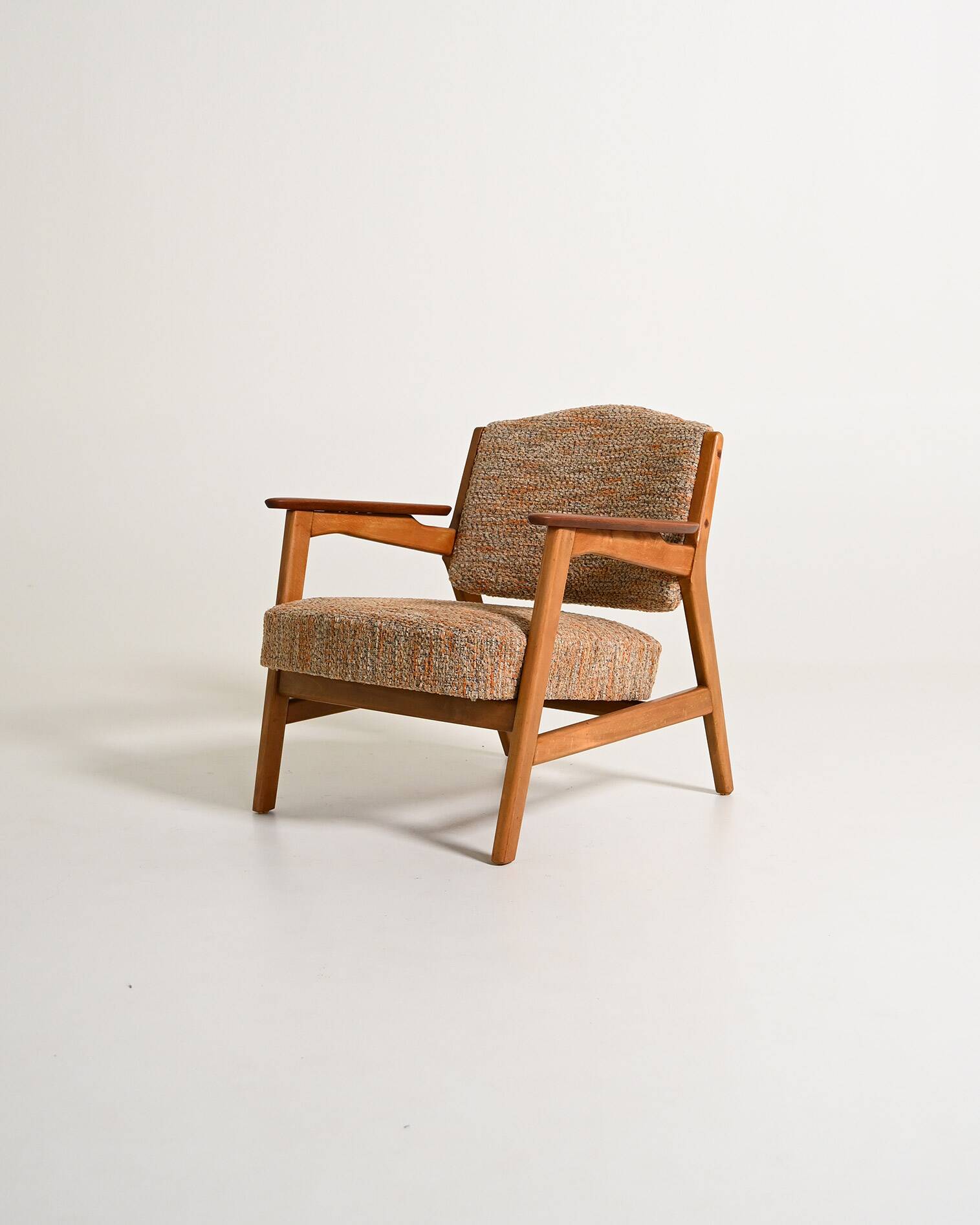 Fauteuil en hêtre scandinave et teck, années 1960