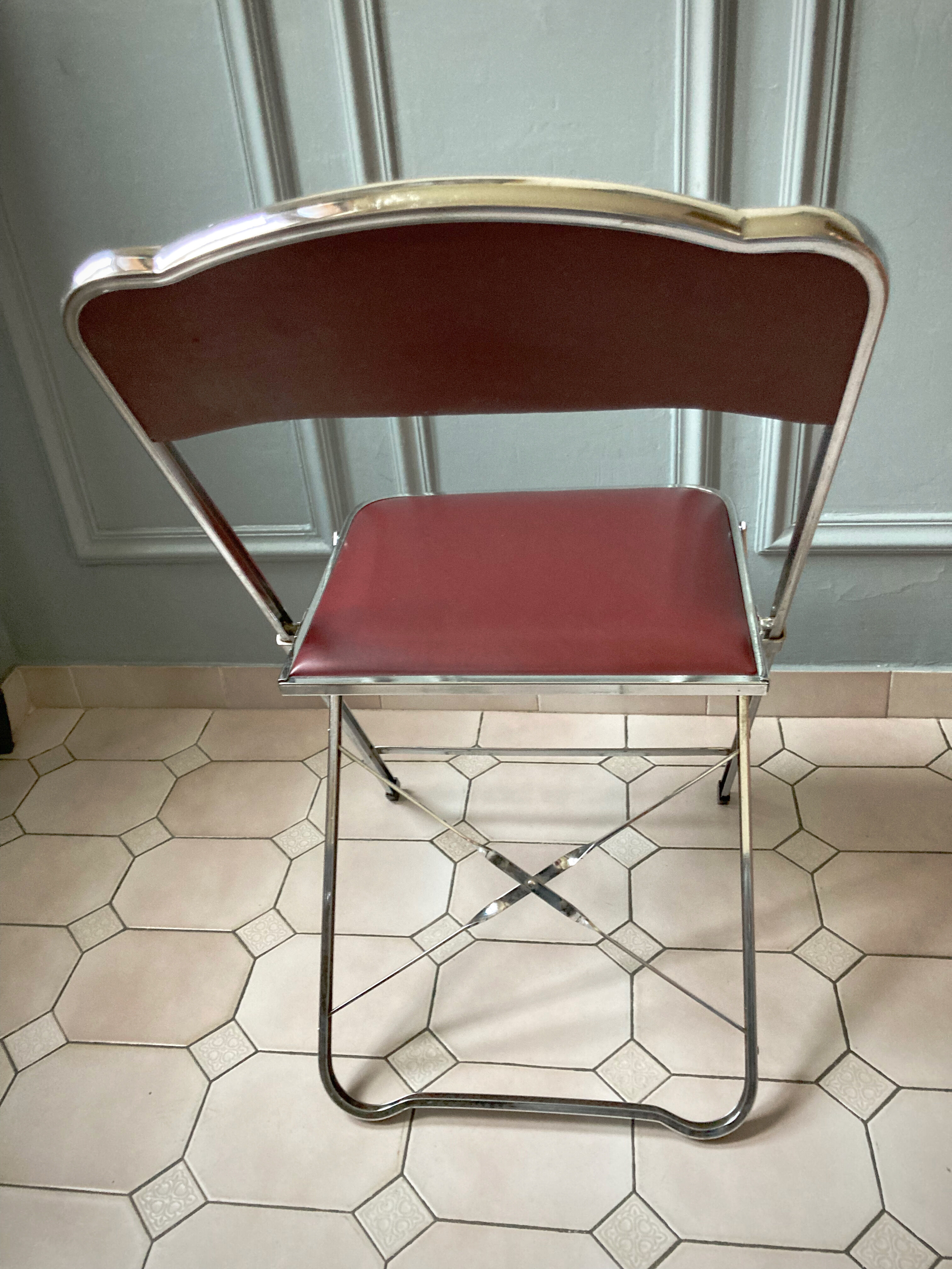 4 vintage folding chairs in chrome