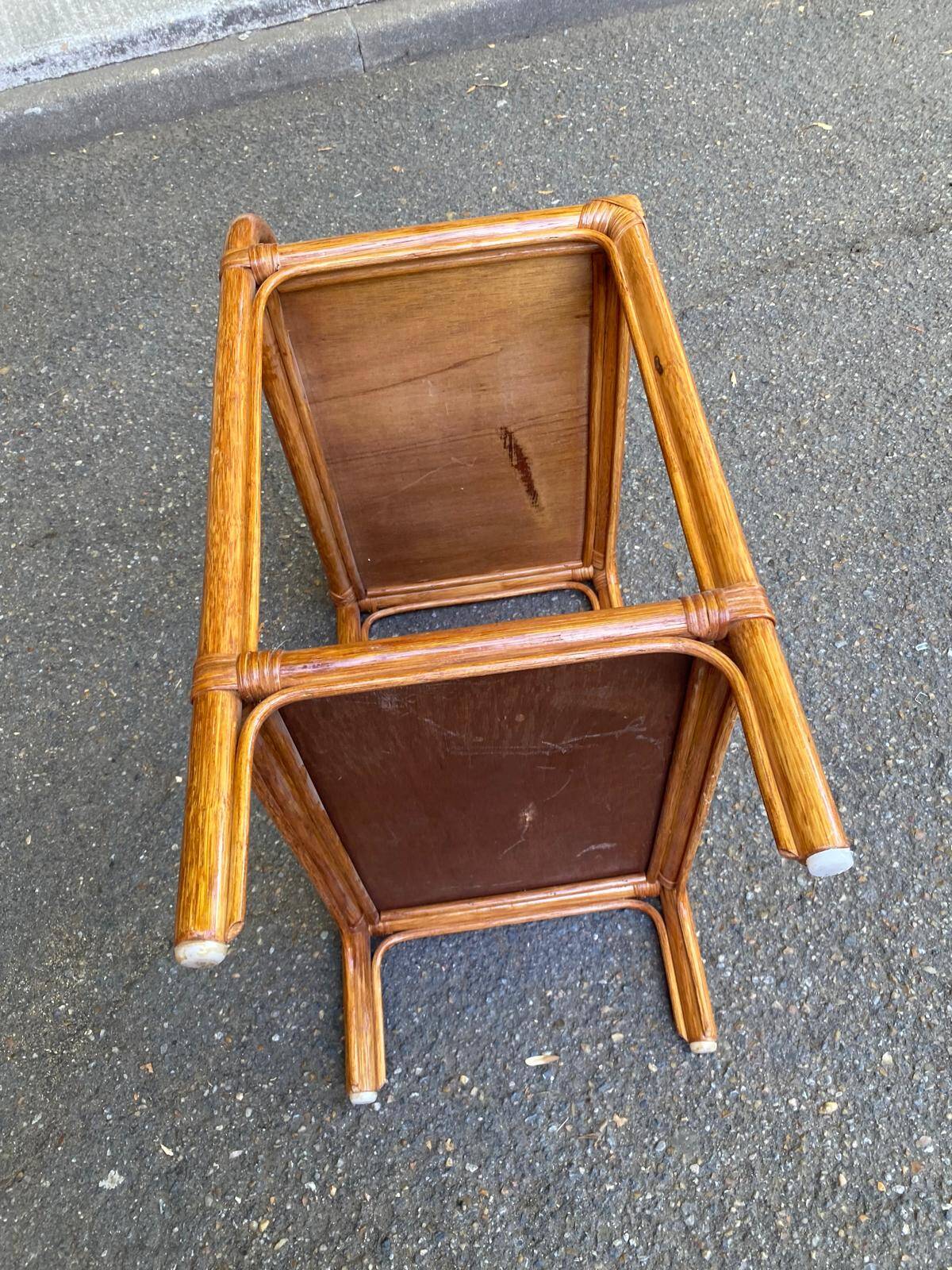 Rattan and woven wicker bedside table 1970