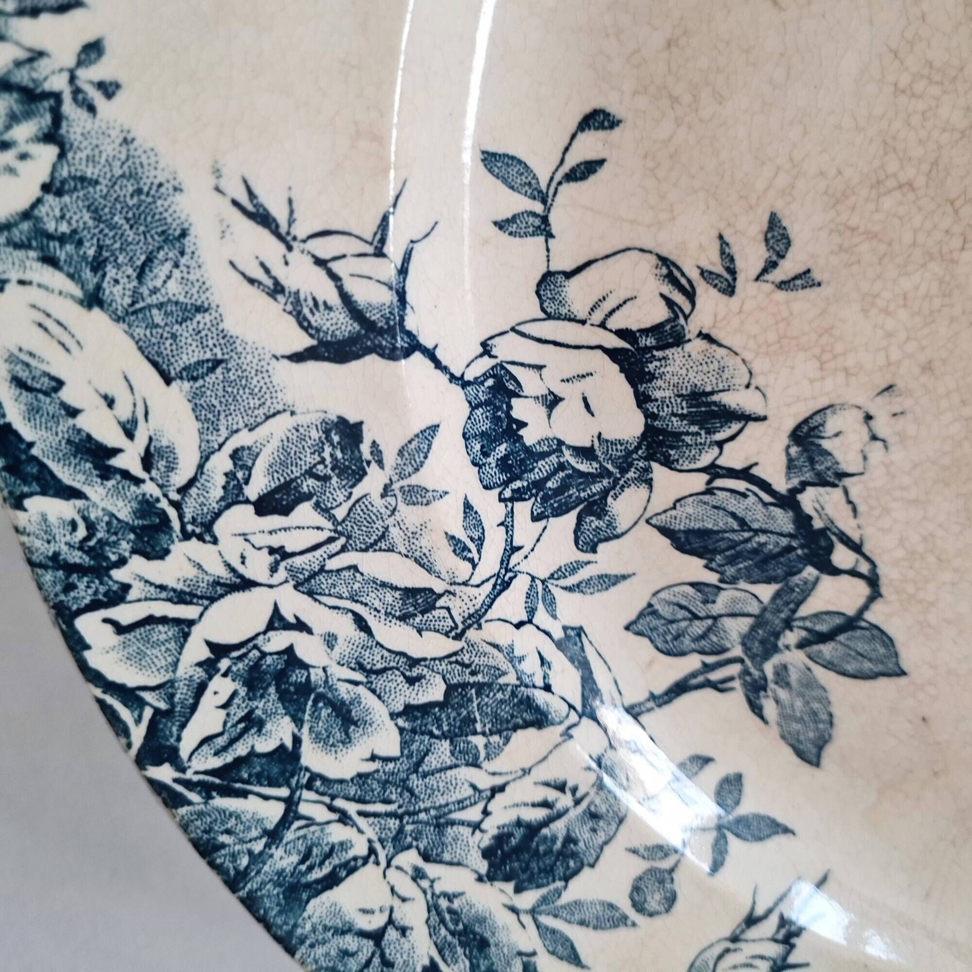 Antique hollow dish / deep plate in earthenware - "Floreal" model