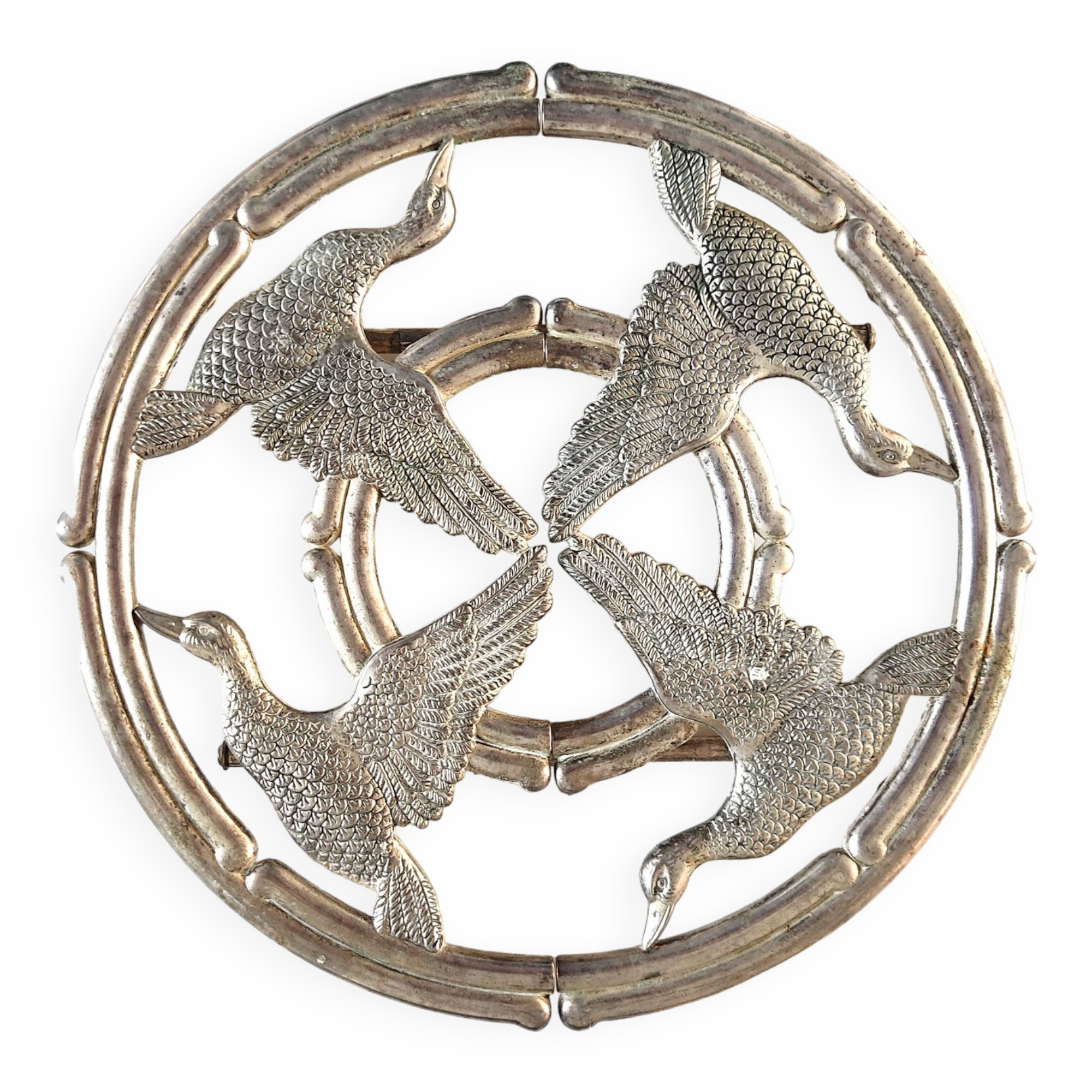 Silea silver metal duck trivet