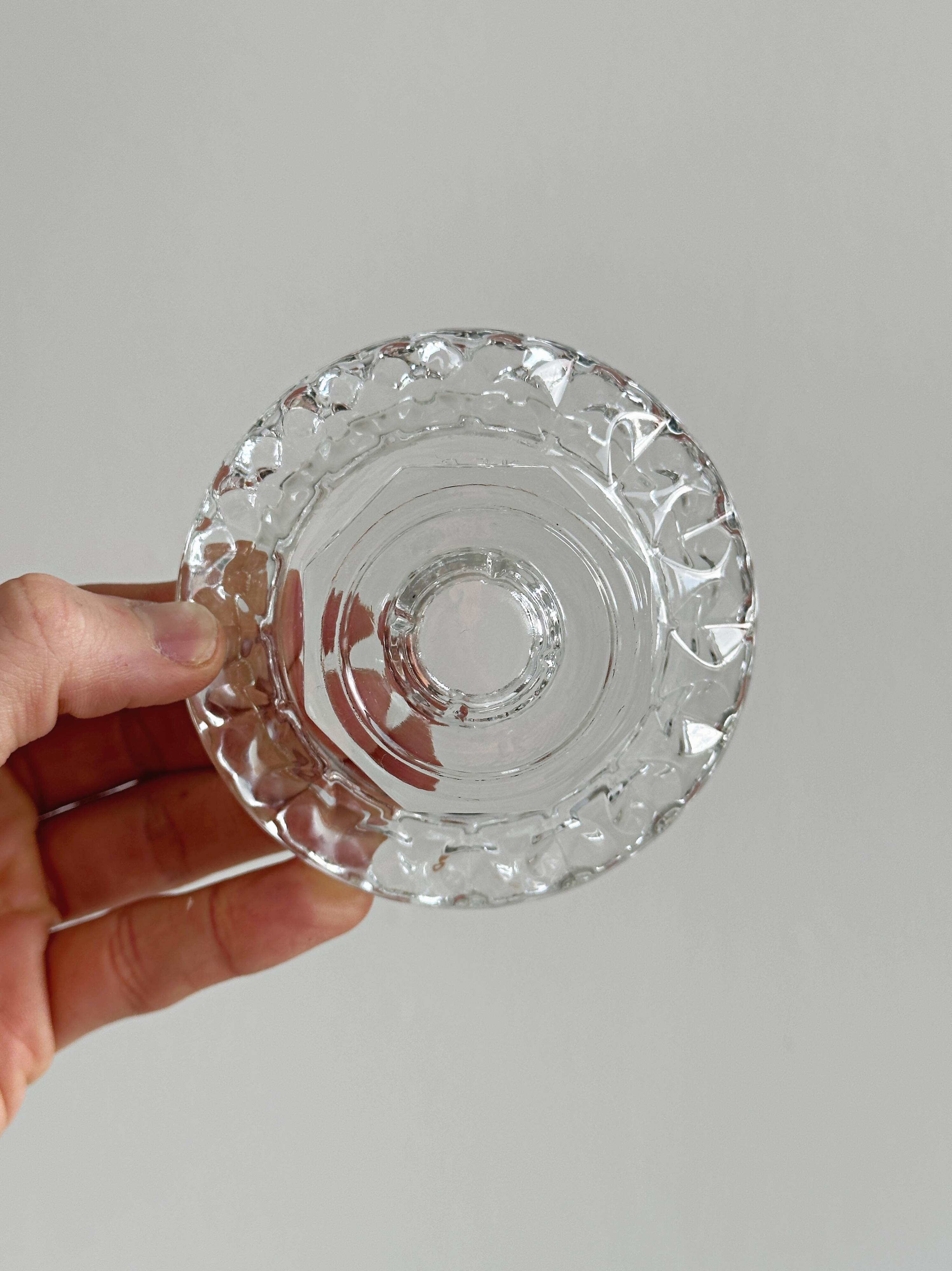 Set of 3 thick glass candle holders