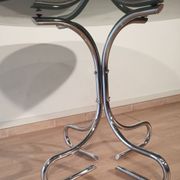 Table basse italienne du milieu du siècle en chrome et acier avec plateau rond en verre fumé, années 1960