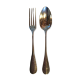 Pair of monogrammed solid silver cutlery