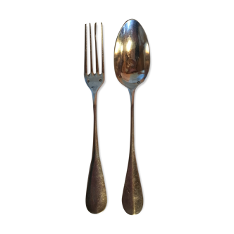 Pair of monogrammed solid silver cutlery