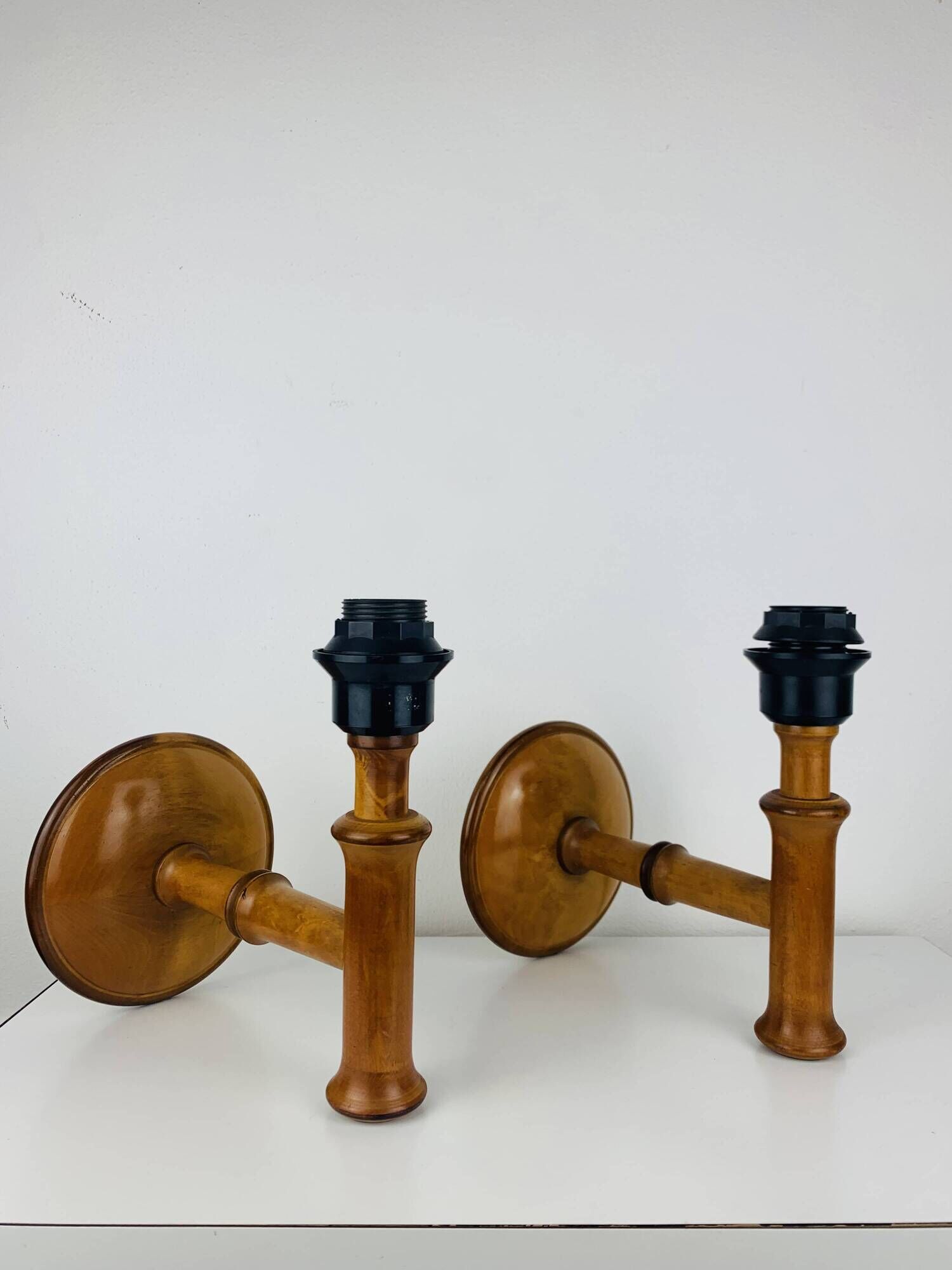 Pair of Aneta Scandinavian wooden wall lights, 1960s