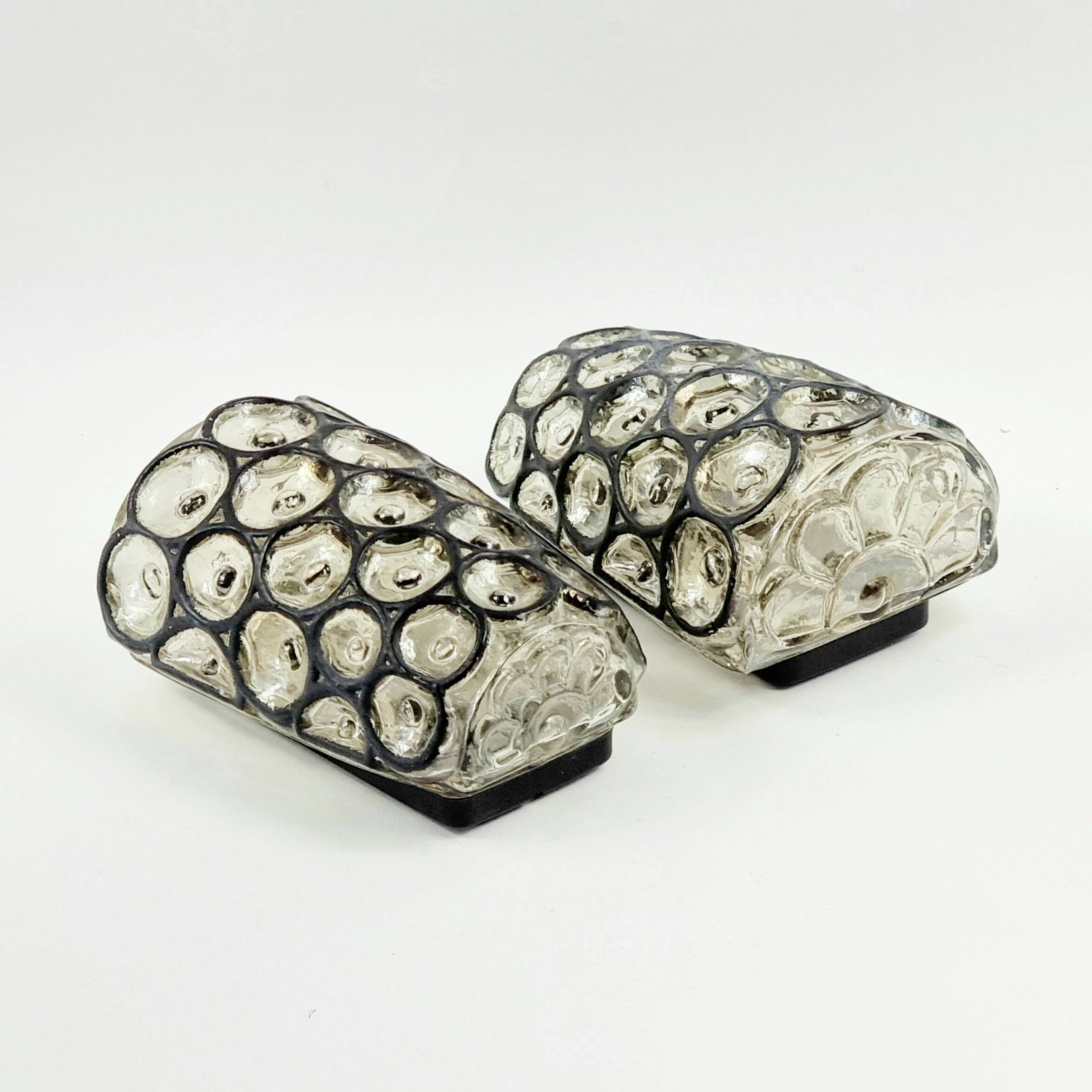 Pair Of Mid Century Modern Glass Wall Lights From Limburg, Germany, 1960s