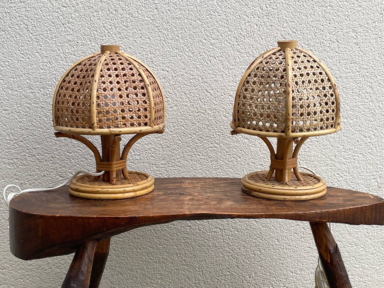 Pair of Italian rattan lamps