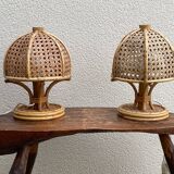 Paire de lampes italiennes en rotin