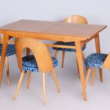 Restored Midcentury Oak Extendable Dining Table, Revived Polish, Czechia, 1950s