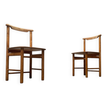 Mid-century wooden chair set of 2, 1960s