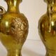 Pair of Gilt Bronze Vases / 19th Japan Meiji / Signed Fine Gold Flowers Birds