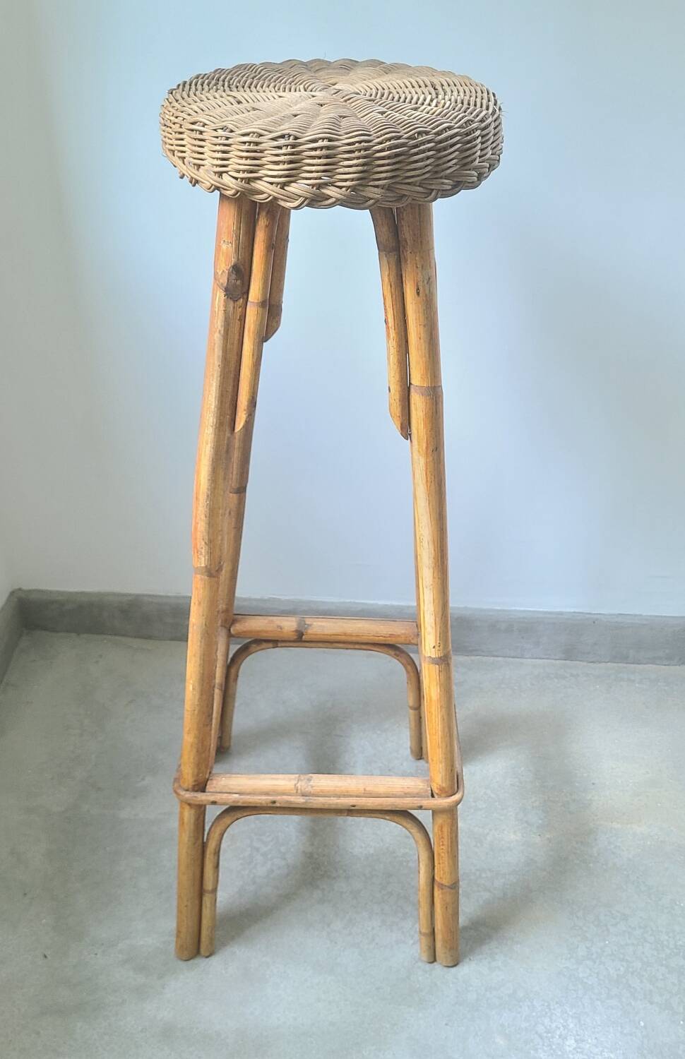 Vintage bamboo rattan wicker plant holder