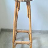 Table d'appoint vintage en bambou et osier tressé