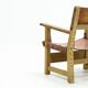 Brutalist Armchair in Pine and Cognac Leather 1960s