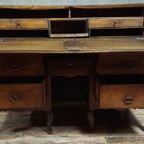 Antique curved secretary desk, Louis XV style, made of solid wood and marquetry.