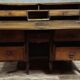 Antique curved secretary desk, Louis XV style, made of solid wood and marquetry.
