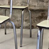 Set of 4 light yellow formica chairs