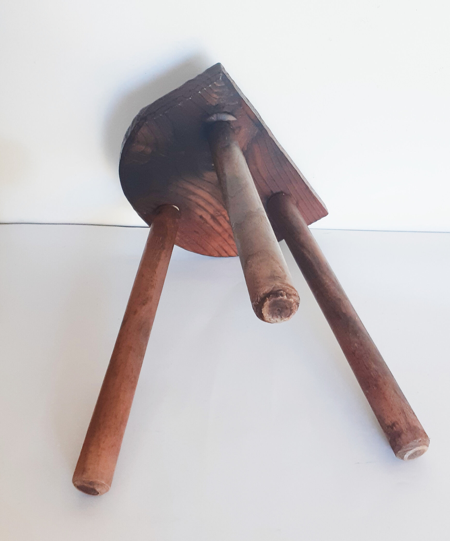 Farm stool 1/2 round vintage tripod