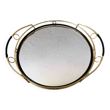 Plateau miroir laiton années 60