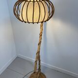 Louis Sognot vintage rattan floor lamp