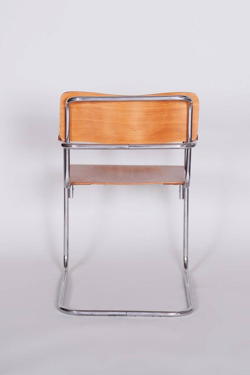 Bauhaus Armchair in Chrome & Beech attributed to Mücke-Melder, 1930s