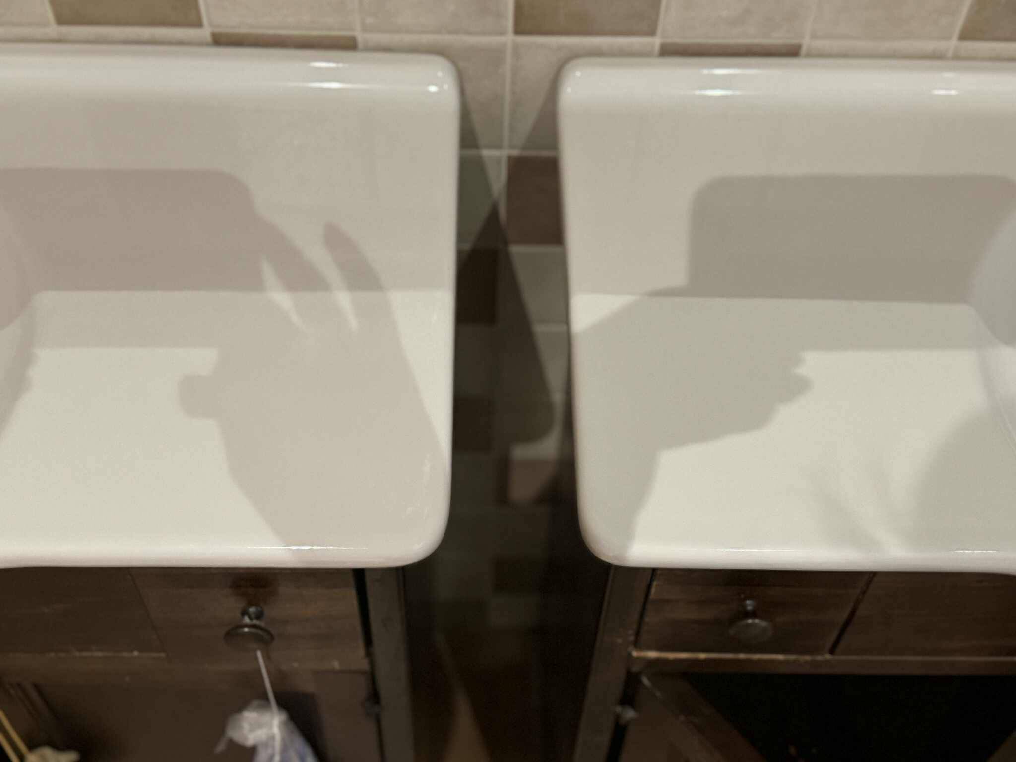 Vintage Poplar Wood Vanity Cabinet with Wash Basin, 1960s, Set of 2