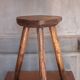 Vintage stool, wooden stool, tripod stool, brutalist, plant holder