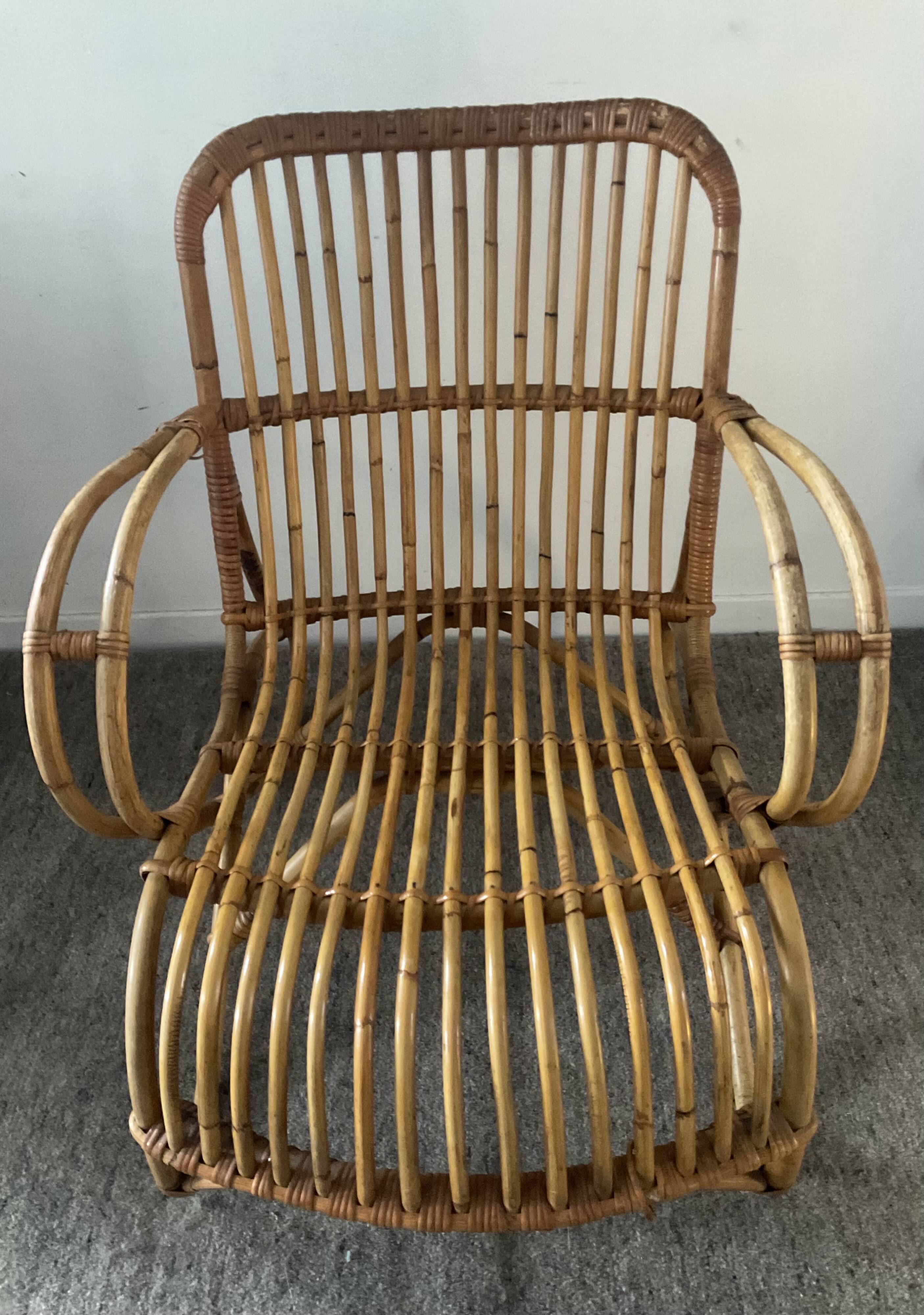 1970s rattan children's armchair