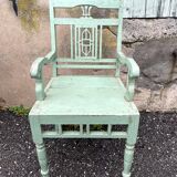 Indian chair in green lacquered wood