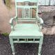 Chaise indienne en bois laqué vert