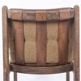 Pair of oak armchairs, upholstered in leather. Work from the 1960s.