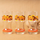 7 glasses orangeade orange pattern circles silkscreen prints vintage 1970