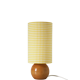 Handcrafted table lamp – Turned wood and yellow Vichy