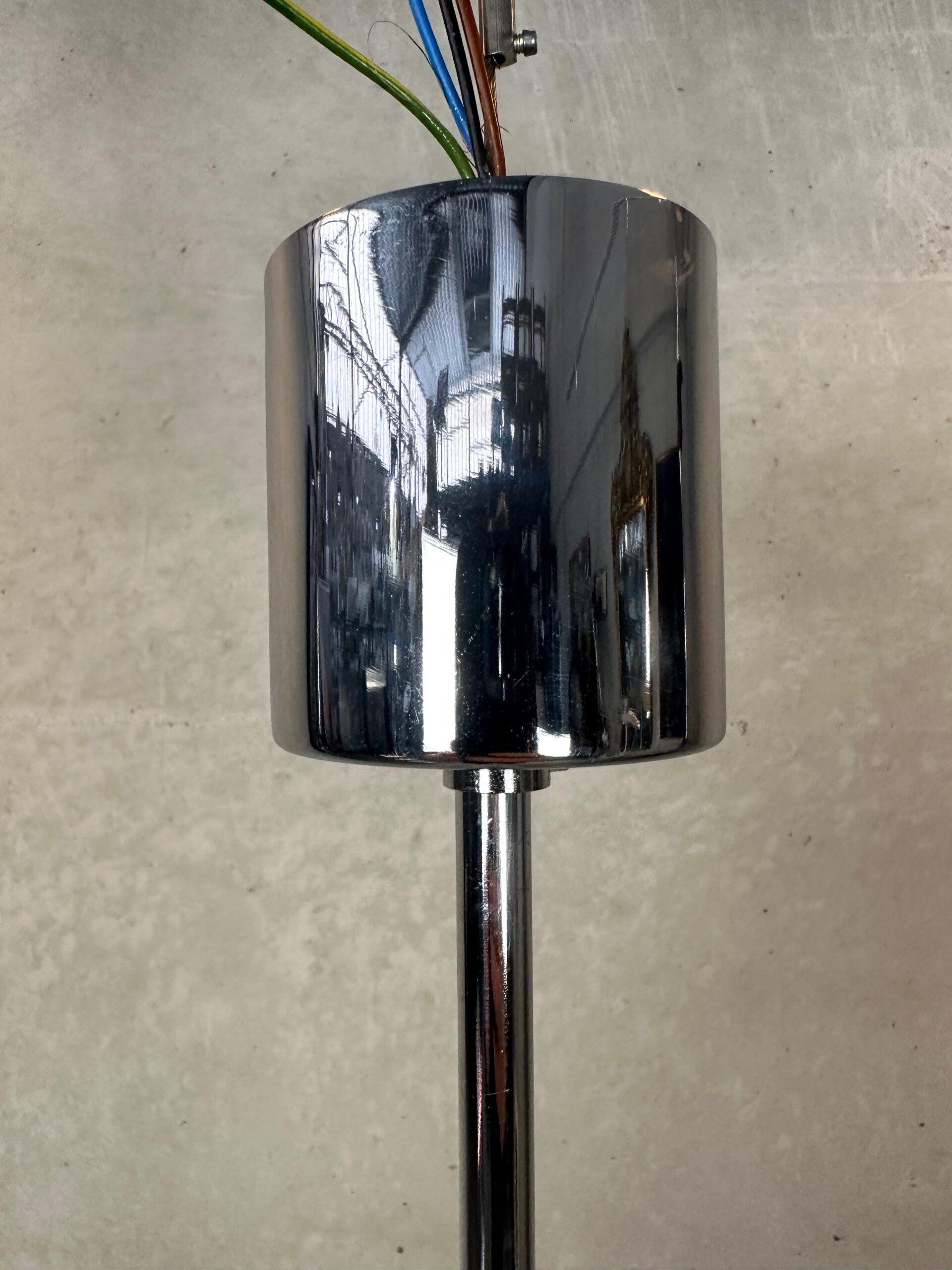 Vintage 1970s pendant lamp – glass/chrome