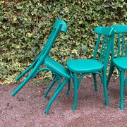 Set of 4 green bistro chairs