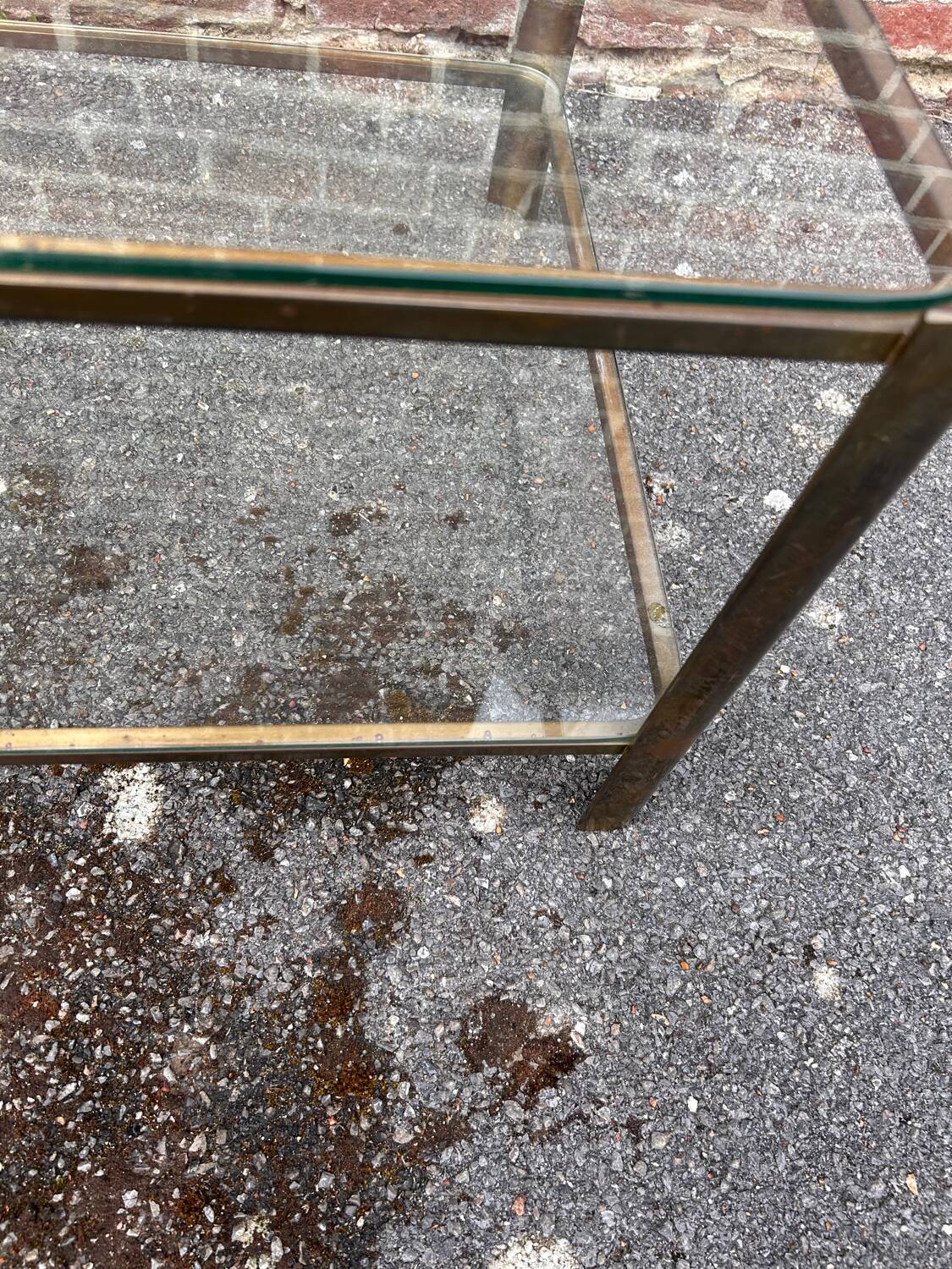 Glass and brass coffee table