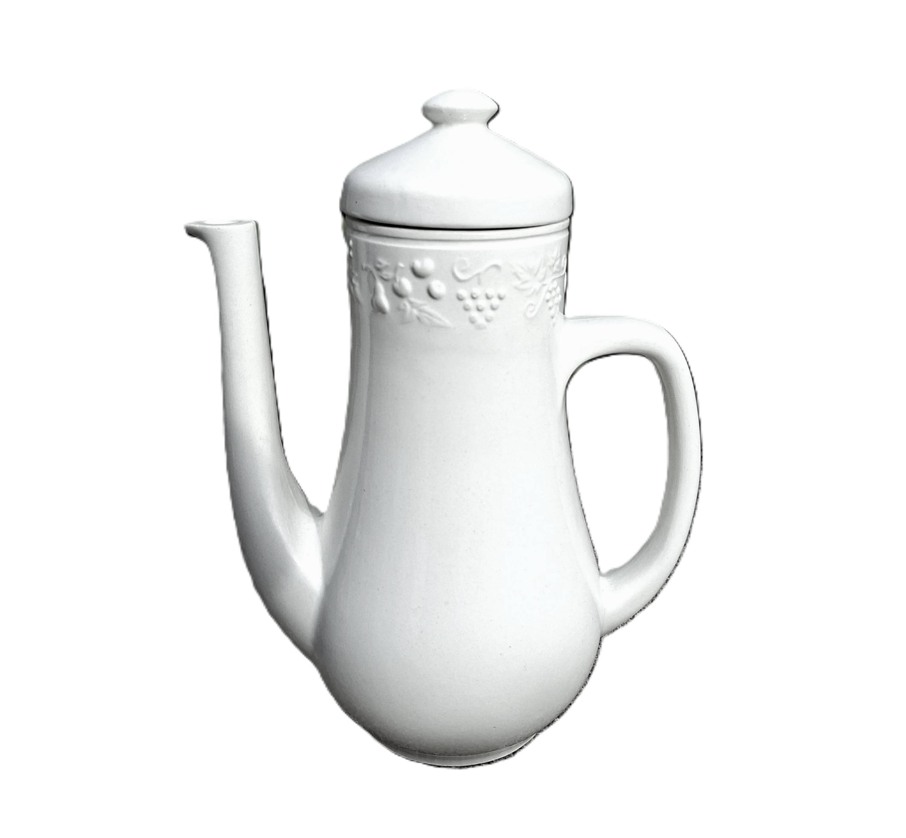 White ceramic coffee pot from Sarreguemines.