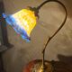 pair of brass bedside lamps 40x32 glass paste lampshade electric 1970s