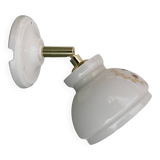 Vintage white opaline wall lamp with shade