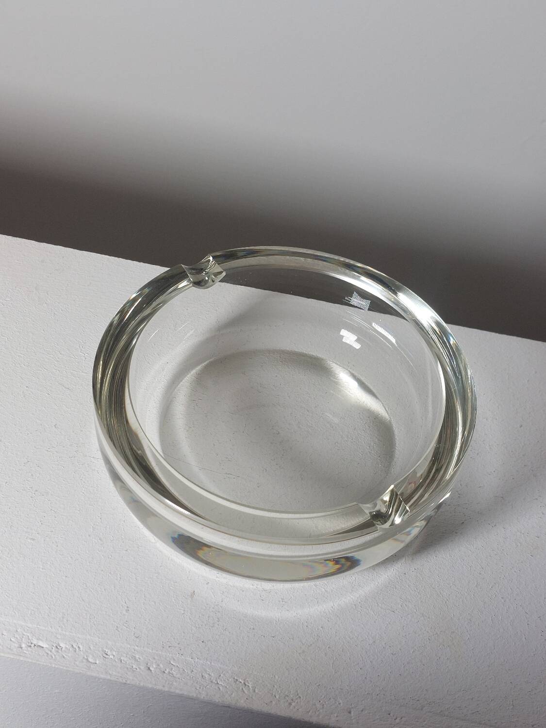 Vintage mid century hand cut crystal glass cigar ashtray