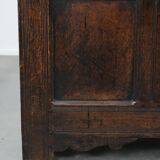 Large antique panelled English oak chest from the 18th century
