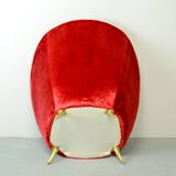 Guglielmo Veronesi Silver & Red Velvet Italian Lounge Chair for ISA Bergamo