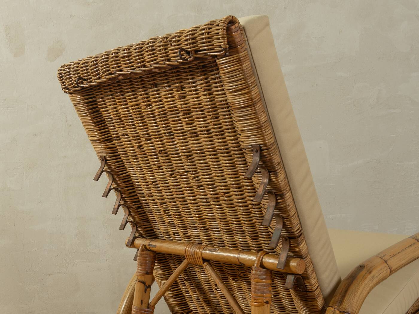 Chaise longue en bambou des années 1960