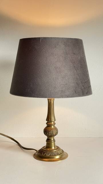 MASSIVE BRASS LAMP and VINTAGE Velvet