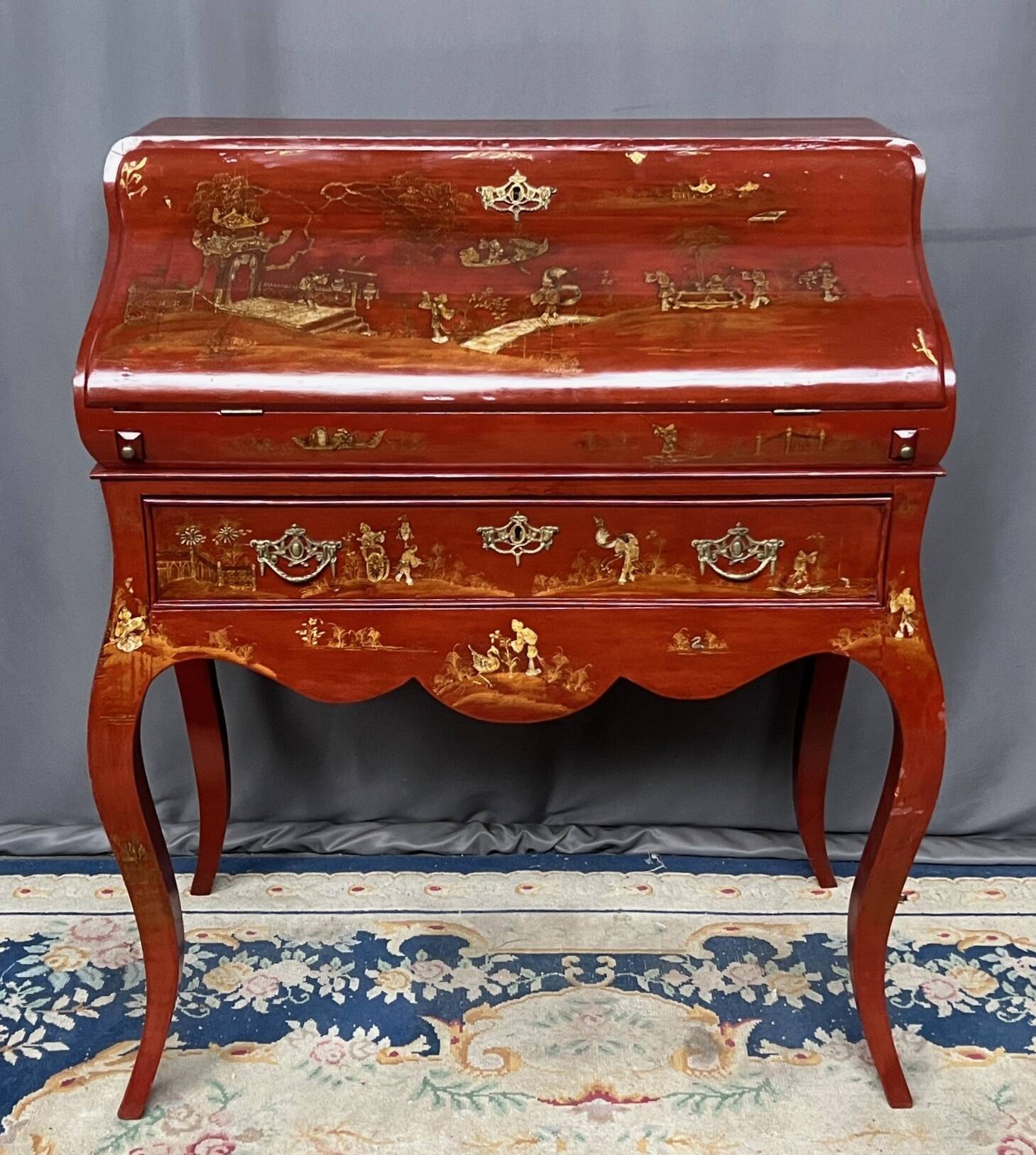 Antique Chinese secretary desk. Hand-painted.