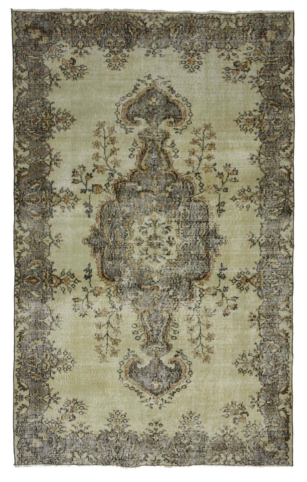 One-of-a-kind turkish handwoven vintage rug - rustic vintage charm 265x 166